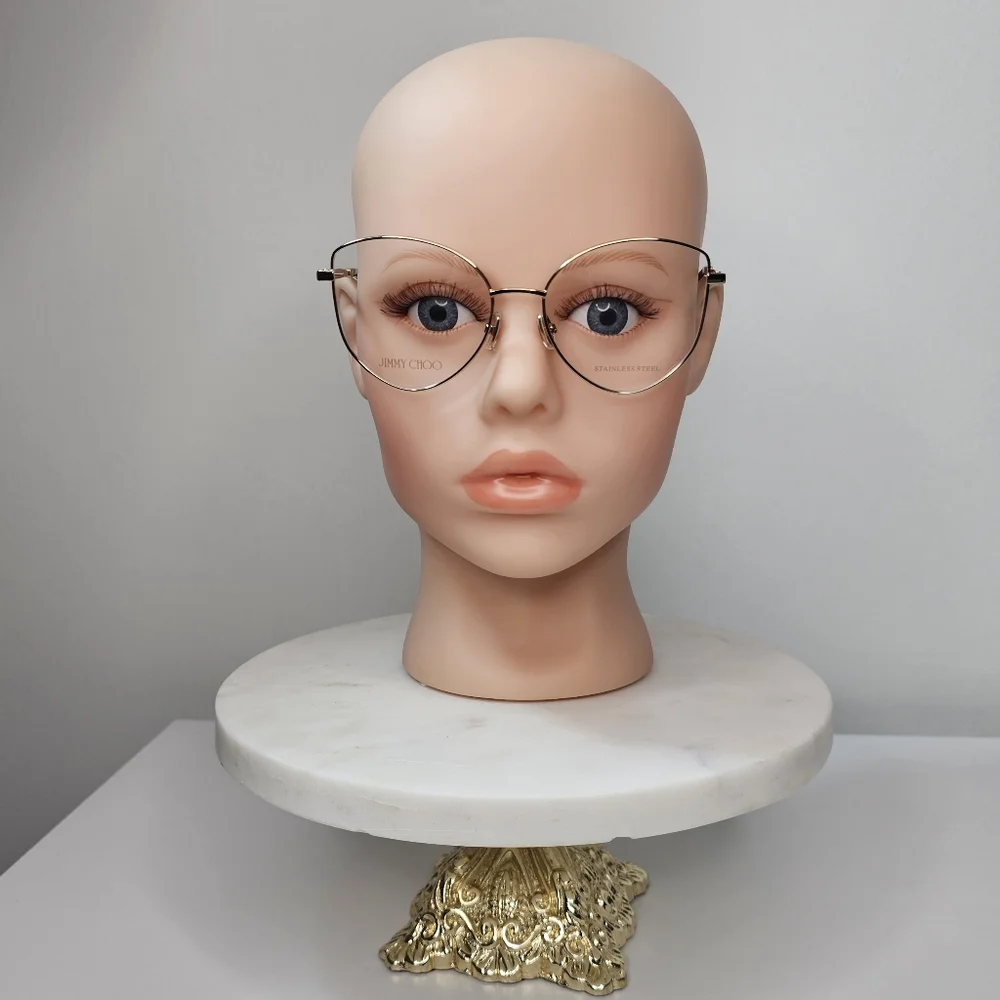 JIMMY‎ CHOO 52 MM gold-toned women's eyeglasses frames with removable chain.